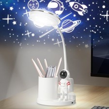 Kinder Schreibtischlampe Leselampe LED Tischlampe mit Stifthalter und Projektor