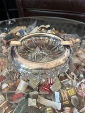 Großer Kristall Aschenbecher, 835er Silbermontur, Gravur datiert 1952, D: 18 cm