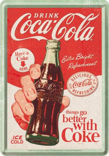 Blechpostkarte coca cola - blechpostkarte, coca-cola