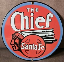 THE CHIEF Santa Fe Emailleschild USA alt antik Metall 