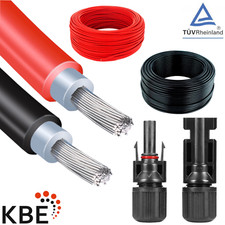 KBE Solarkabel Solarleitung 4mm² 6mm² H1Z2Z2-K Kabel Photovoltaik TÜV + Stecker