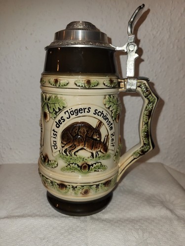 Bierkrug mit jagdmotiv und - jagdmotiv,
