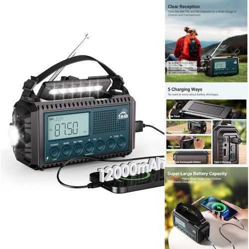 Kurbelradio mit 12000mah akku - kurbelradio,