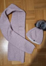2teiliges-Set Damen Winterset Mütze Schal Beanie großer Pompon 