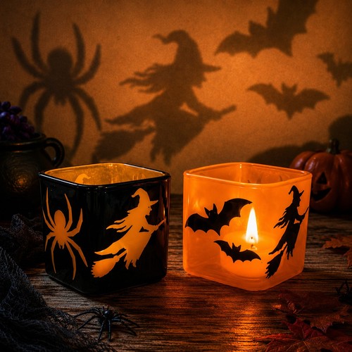 Halloween windlicht glas set - halloween,
