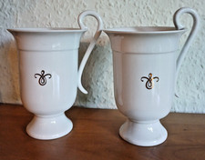 2 x Kakaotasse Kakaobecher Pharisäerbecher  BL Porzellan weiß Burg Lindau