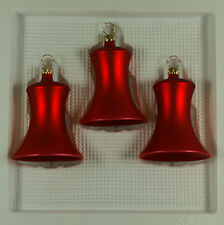 Lauschaer Glas Christbaumschmuck Glocken klein rot matt mundgeblasen