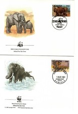 FDC, 2 x Ersttagsbriefe WWF, Uganda, African Elephant, Loxodonta africana