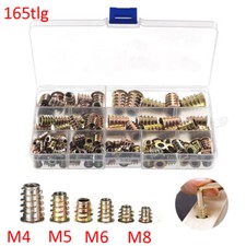 165PCS Einschraubmutter, Gewindeeinsatz Holz Einschraubmutter M4 M5 M6 M8.