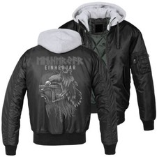 Herren MA1 Bomberjacke mit Kapuze Innenfutter Einherjar Wikinger Motiv Odin 