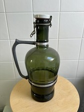 Alte Bierkanne Bierkrug Biersiphon Zinn Porzellanverschluss 38cm Metallbeschläge
