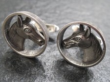 Manschettenknöpfe Silber 835 Vintage Design Pferde Reitsport