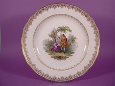 Original Meissen Porzellan Prunkteller mit aufwendiger Bemalung um 1860