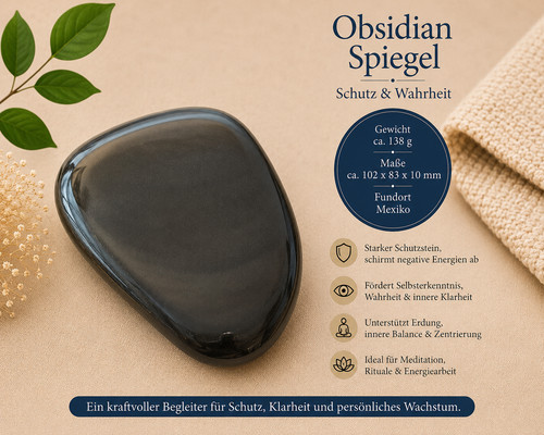 Obsidian spiegel 138g schwarz - 138g,