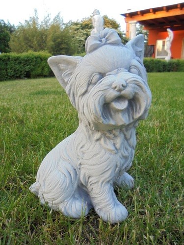 Steinfigur hund yorkshire - steinfigur, hund,