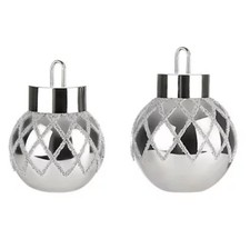 LUMIDA Xmas 2 XL-Dekokugeln Perlendesign 50 warmweiße LEDs Höhe 20cm & 25cm