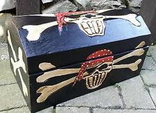 39x19cm Piraten Pirat Holz Kiste Schatz Truhe Schatulle Totenkopf