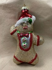 Weihnachtsschmuck Christbaumschmuck Lebkuchen  Figur Gold Glas Glitzer Lauscha