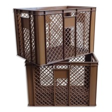 2 Stück Bäckereikiste Transportkiste Brötchenbox Gitterbox braun Höhe 41 cm NEU