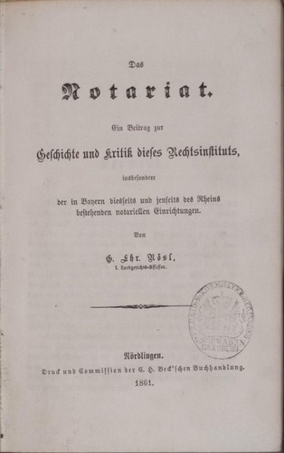 1861 das notariat ein beitrag - notariat.,