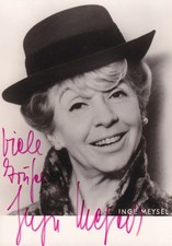 Inge Meysel mit Hut Original Autogramm AK alt TV Theater Schauspielerin 2508123
