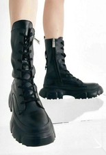 ZARA Leder Schnürboots Combat