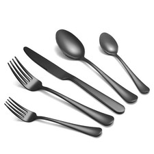 FREETOO Edelstahl Besteckset, Schwarz Besteck Essbesteck Tafelbesteck bis 60-tlg