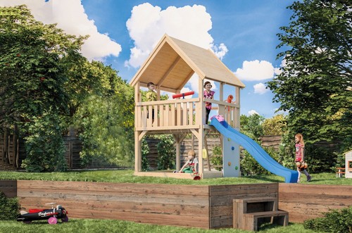 Spielturm mit rutsche - mit, blau
