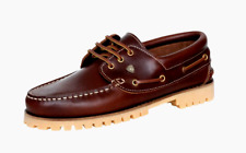 Bootsschuhe Herren braun Deckschuhe Segelschuhe Leder 3 Eye Boat Shoes Gr. 40-48
