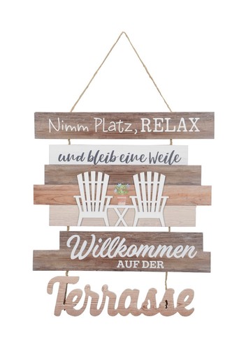 Holzschild terrasse relax - holzschild,