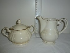 Reichenbach Porzellan Zuckerdose Milchkännchen weiß Goldrand shabby chic