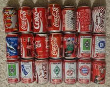 21 Stück alte "Coca Cola" Dosen, Fußball verschiedene Dosen,  Sammeldosen  #144