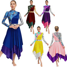 DE Damen Kleid Lyrisch Tanzkleidung Tanzen Kleider Kirche Ausrüstung Liturgische