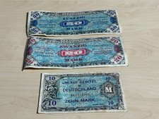 3 x 1944 Deutschland Alliierte Militärbehörde Banknoten besetzt 10 20 50 Mark