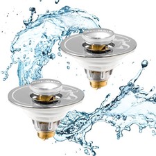 Drain Magic 2‑in‑1 Waschbeckenstöpsel mit Abflusssieb - 2 Stk.