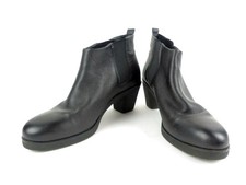 Flip Flop Damen Stiefel Gr. 38 schwarz Leder Stretcheinsatz Stiefelette (19228)