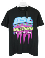 Diesel T-Shirt Herren XS Kurzärmlig Schwarz Bedruckt Logo Rundhals