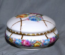 Deckeldose Rosen, Art Deco, handgemalt, Geiersthal, Thüringen, 13,5 cm