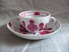 Tettau Biedermeier Tasse Unterschale Purpurmalerei Garbenmuster gebrochener Stab