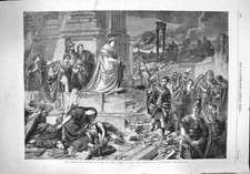 Alter antiker Druck 1862 Szene