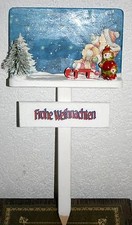 Holzstecker 65cm h Platte 30x20cm Weihnachten Serviettentechnik Weihnachtswunder