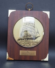 maritimes Wandbild Segelschiff "Pamir" Holzdekor Messingfarbene Details verglast