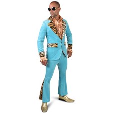 Herren-Kostüm Samt-Anzug türkiser Pimp - verschiedene Größen (S, M, L, XL, XXL)