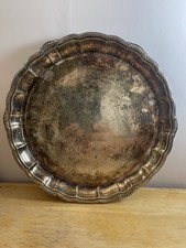 Teller Tablett Versilbert ca. 23 cm mit schöner Patina um 1930/50  (Z127)