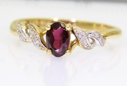 Granat diamant ring - &, kt