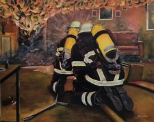 Ölgemälde Feuerwehr