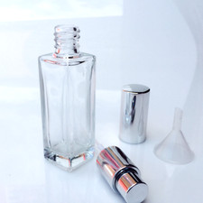 Parfum Flakon - Parfum Flasche -GLAS- leer - NEU + Trichter -30ml-SILBER-304S