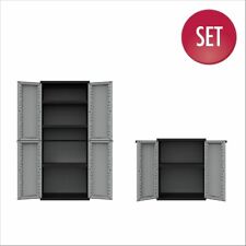 2 x Kunststoffschrank Spindschrank Besenschrank Gartenschrank Schrank Grau