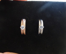 Ringe 2 Stück in Rosa und Silber mit Steinchen, 1 großen Stein Innenmaß 1,8 cm