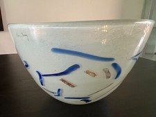 Unikat Henry Dean XL  Obstschale Ø 25,5 cm  creme/blau